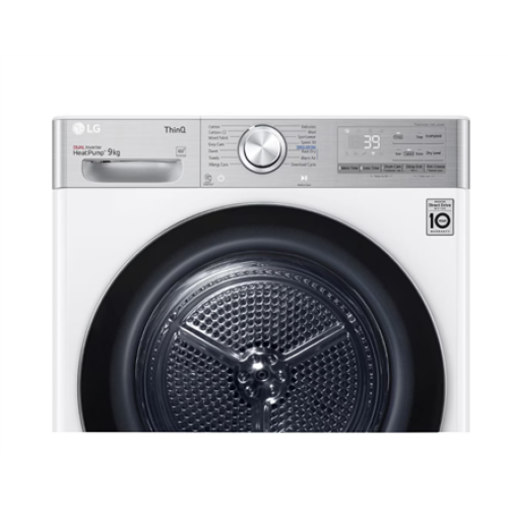 LG , Dryer Machine , RH90V9AV2QR , Energy efficiency class A+++ , Front loading , 9 kg , LED , Depth 69 cm , Wi-Fi , White