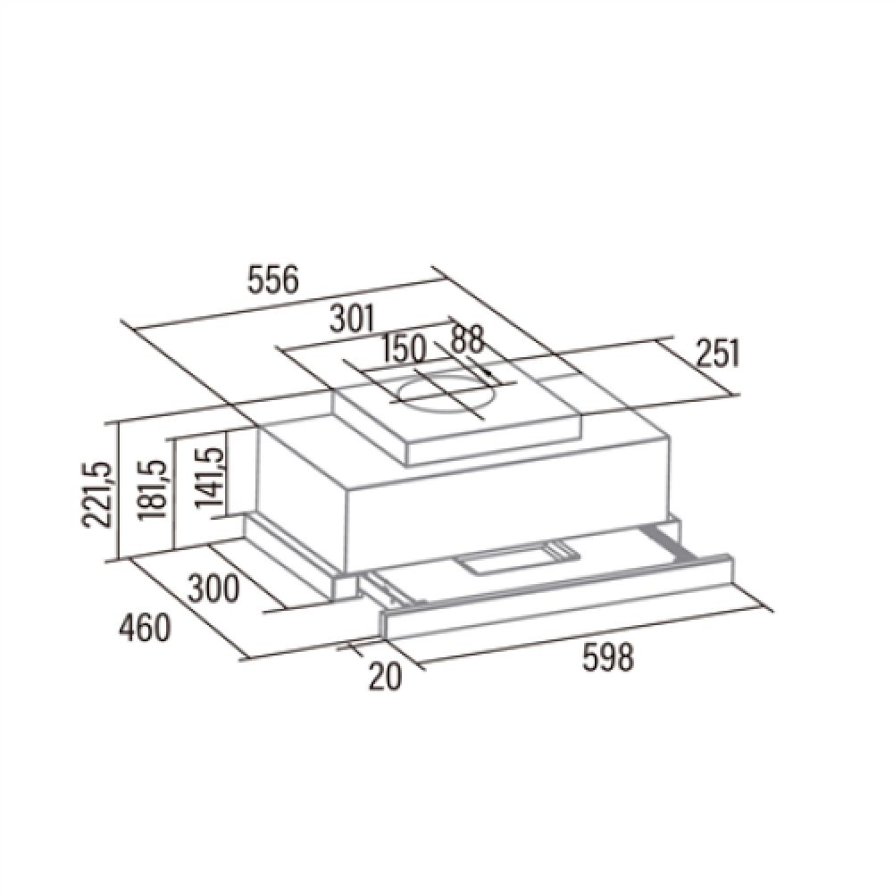 CATA , Hood , TFH 6630 X /A , Telescopic , Energy efficiency class A+ , Width 60 cm , 605 m³/h , Touch Control , LED , Stainless steel