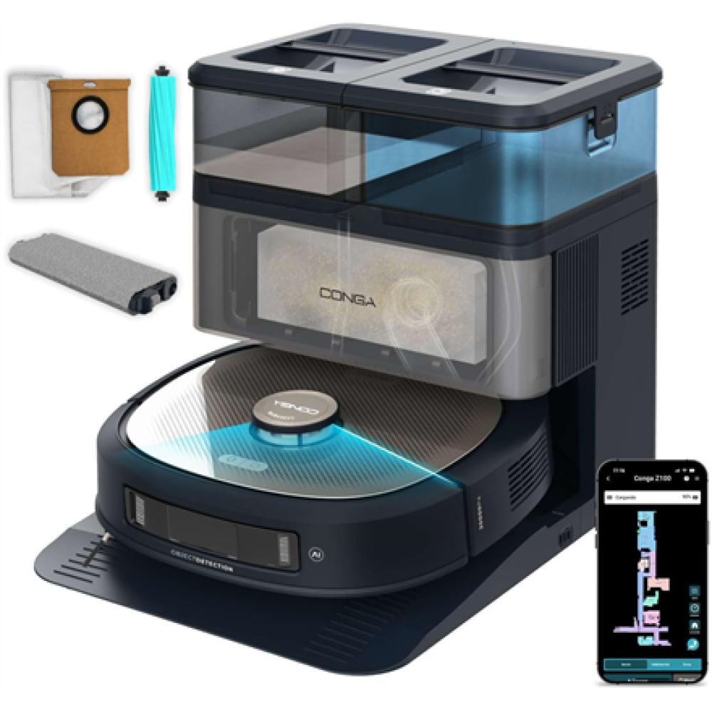 Cecotec Robotic Vacuum Cleaner , Conga Z100 , Operating time (max) 320 min , Wet&Dry , 5200 mAh , Dust capacity 3 L , Black , 20000 Pa