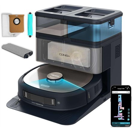 Cecotec Robotic Vacuum Cleaner , Conga Z100 , Operating time (max) 320 min , Wet&Dry , 5200 mAh , Dust capacity 3 L , Black , 20000 Pa