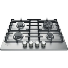 Hotpoint , PPH 60G DF/IX , Hob , Gas , Number of burners/cooking zones 4 , Rotary knobs , Stainless steel