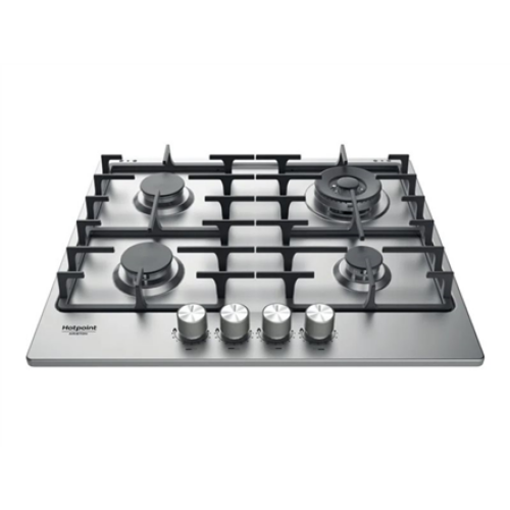 Hotpoint , PPH 60G DF/IX , Hob , Gas , Number of burners/cooking zones 4 , Rotary knobs , Stainless steel