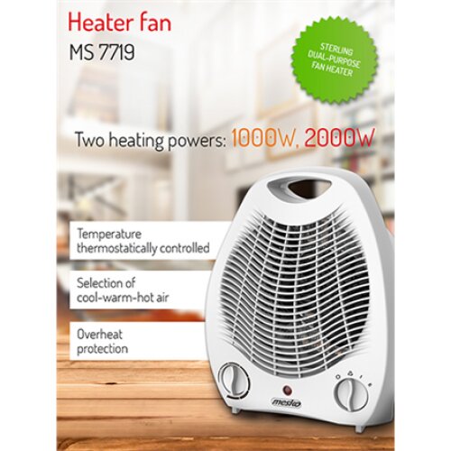 Mesko , Heater , MS 7719 , Fan heater , 2000 W , White