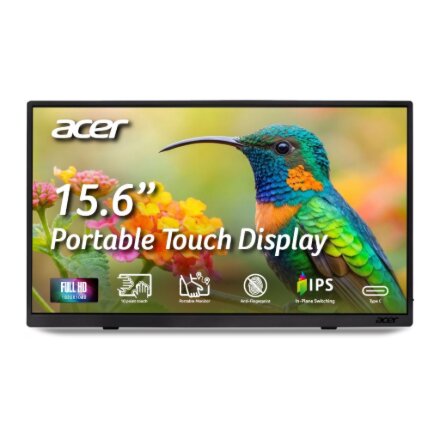 Acer , PM161QT bmiuux , 16 , IPS , FHD , 16:9 , 60 Hz , 6 ms , 1920 x 1080 pixels , Touchscreen , 220 cd/m² , HDMI ports quantity 1 , Black