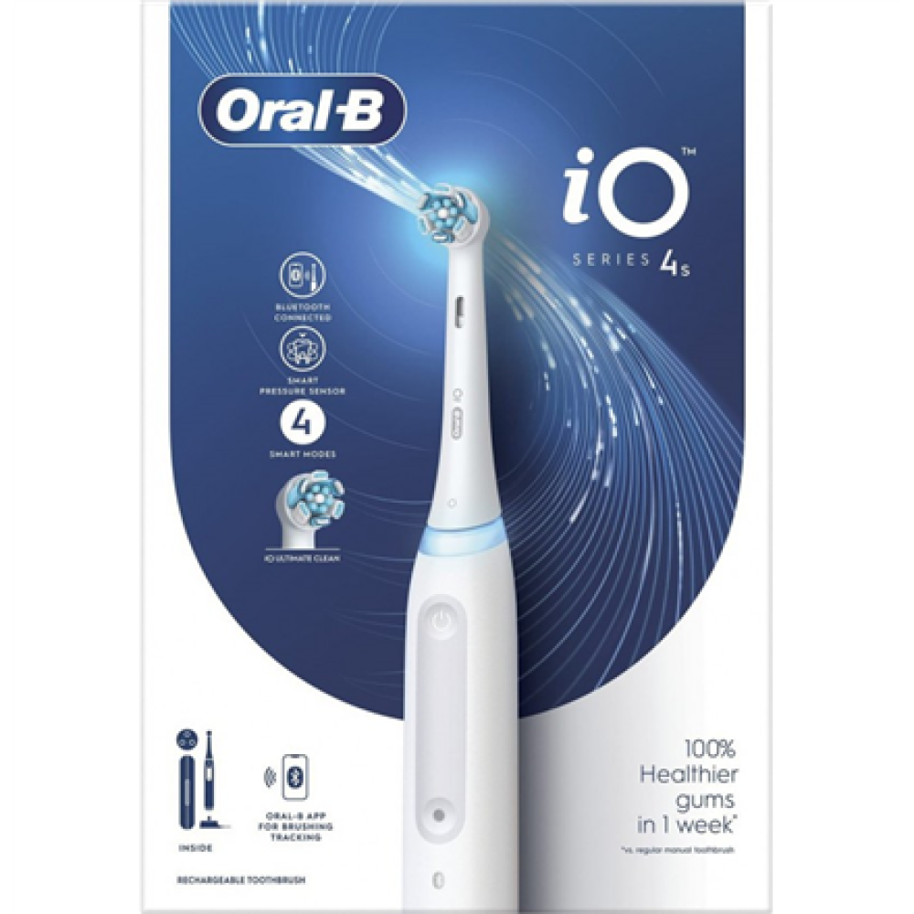 Oral-B , Electric Toothbrush , iO4s , Rechargeable , For adults , Number of brush heads included 1 , Number of teeth brushing modes 4 , White