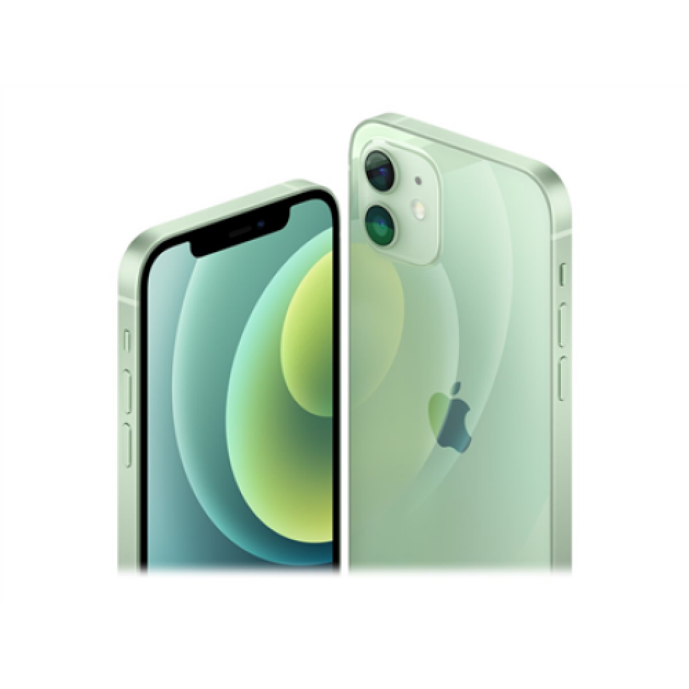 Apple , iPhone 12 , Green , 6.1 , XDR OLED , 2532 x 1170 pixels , Apple , A14 Bionic , Internal RAM 4 GB , 64 GB , Single SIM , Nano-SIM and eSIM , 3G , 4G , Main camera Dual 12+12 MP , Secondary camera 12 MP , iOS , 14 , 2815 mAh