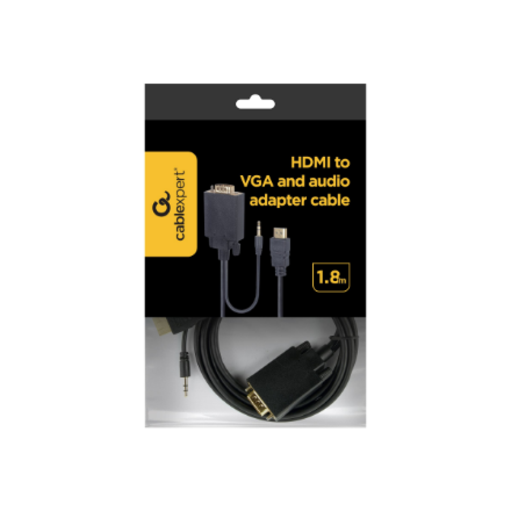 Cablexpert HDMI to VGA and Audio Adapter Cable, Single Port, 1.8m, Black , Cablexpert
