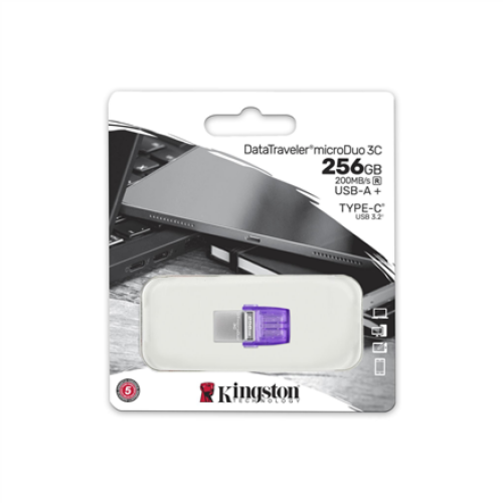 Kingston , DataTraveler , DT Micro Duo 3C , 256 GB , USB Type-C and Type-A , Purple