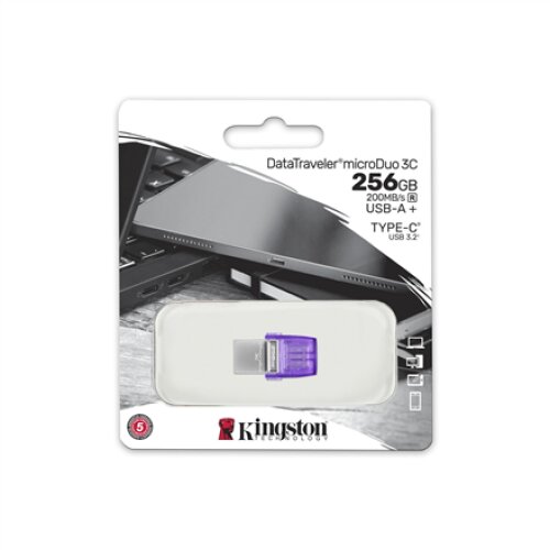 Kingston , DataTraveler , DT Micro Duo 3C , 256 GB , USB Type-C/Type-A , Purple