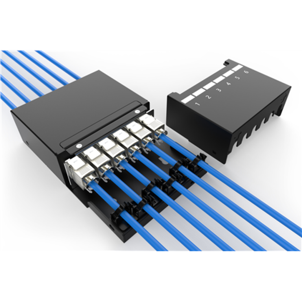 Digitus Consolidation point box, 6-port Keystone modules with intelligent cable manager , DN-93708-6
