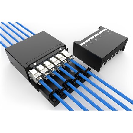 Digitus Consolidation point box, 6-port Keystone modules with intelligent cable manager , DN-93708-6