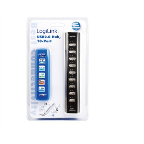 Logilink , USB 2.0 Hub-10 port whit power adapter