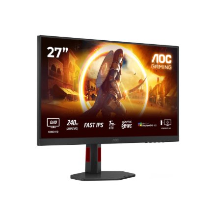 AOC , Q27G4ZR , 27 , Fast IPS , QHD , 16:9 , 240 Hz , 1 ms , 2560 x 1440 pixels , 400 cd/m² , HDMI ports quantity 2 , Black