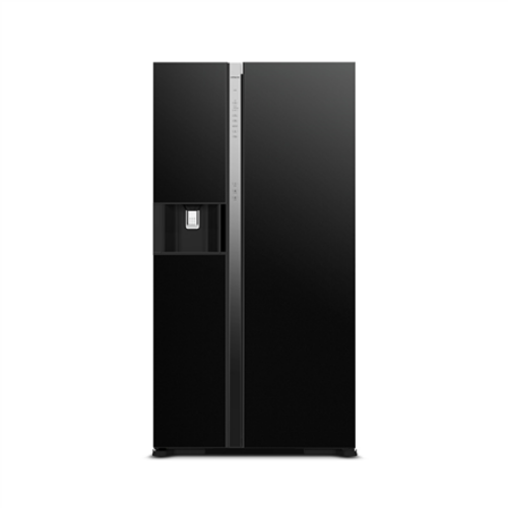 Hitachi Refrigerator R-SX700GPRU0 (GBK) Energy efficiency class F, Free standing, Side by side, Height 179.5 cm, No Frost system, Fridge net capacity 366 L, Freezer net capacity 207 L, Display, 42 dB, Glass Black