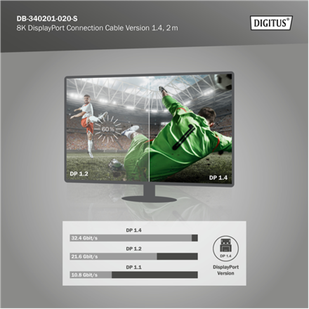 Digitus Connection Cable , DB-340201-020-S , DisplayPort to DisplayPort