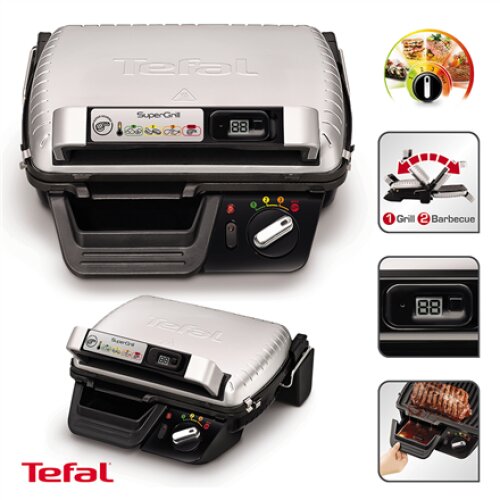 TEFAL , SuperGrill Timer Multipurpose grill , GC451B12 , Contact , 2000 W , Stainless steel