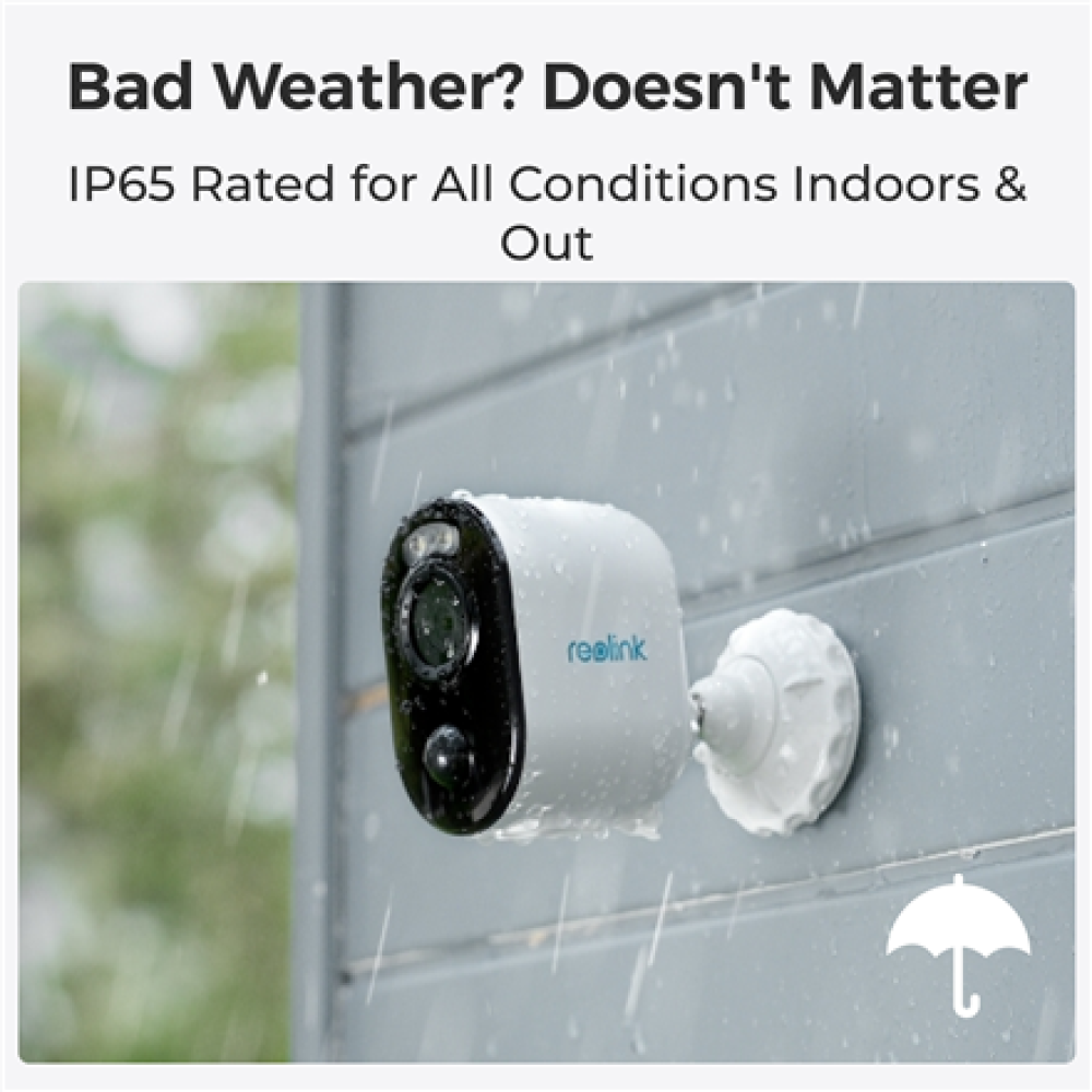Reolink , Wireless Solar & Battery Powered Security Camera with Smart Detection , Argus Series B310 with Solar Panel , Bullet , 3 MP , f=4mm，F=2.0 , IP65 , H.264/H.265 , Micro SD, Max. 128GB