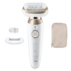 Braun Epilator , Silk-épil 9 Flex SES9-011 3D , Operating time (max) 50 min , Number of power levels 2 , Wet & Dry , White/Gold