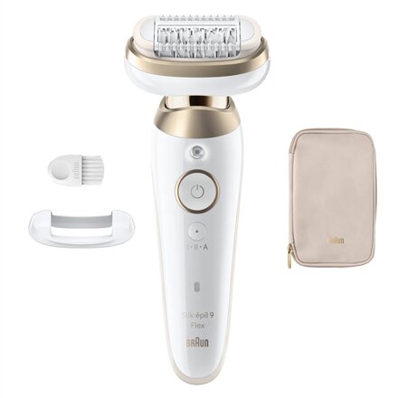 Braun Epilator , Silk-épil 9 Flex SES9-011 3D , Operating time (max) 50 min , Number of power levels 2 , Wet & Dry , White/Gold
