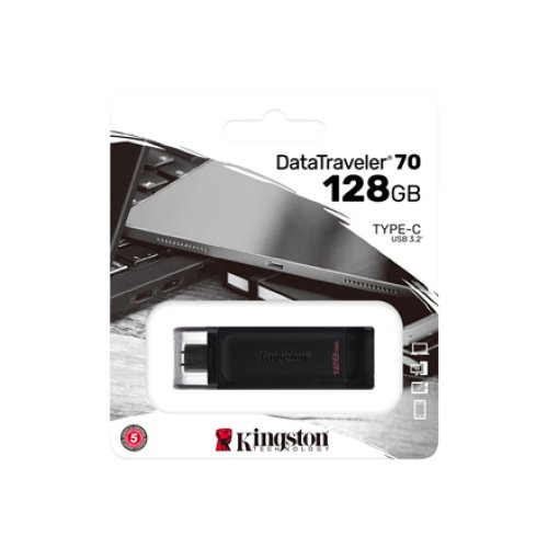 Kingston , USB Flash Drive , DataTraveler 70 , 128 GB , USB Type-C , Black