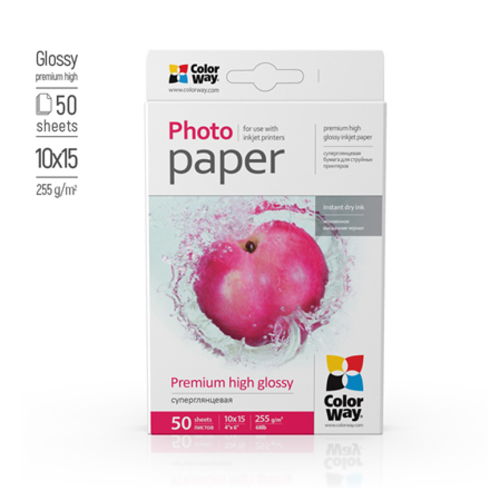 ColorWay Photo Paper, 50 sheets , 255 g/m² , 10x15 , Premium High Glossy