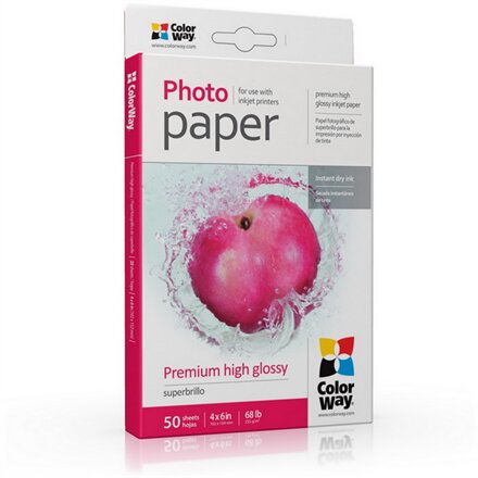 ColorWay Photo Paper, 50 sheets , Premium High Glossy , 255 g/m² , 10x15