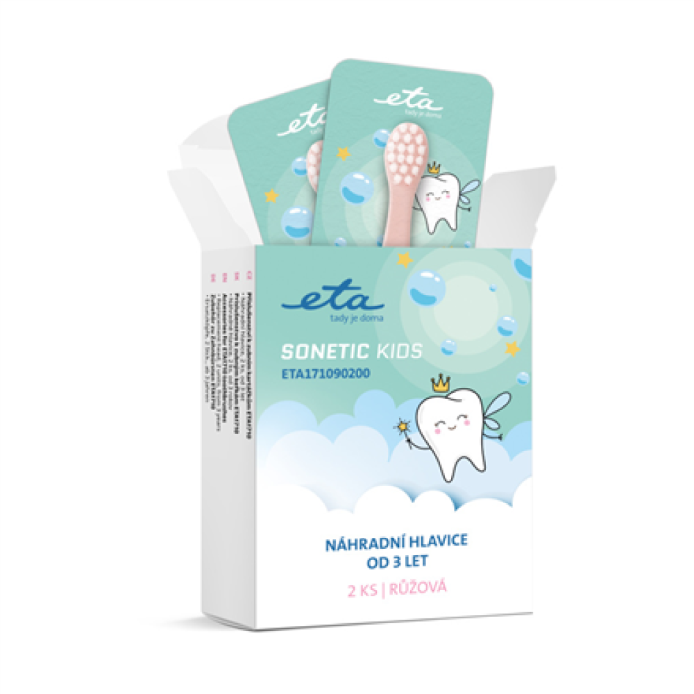 Sonetic Kids 171090200 , ETA Replacement brush heads , Heads , For kids , Number of brush heads included 2 , Pink