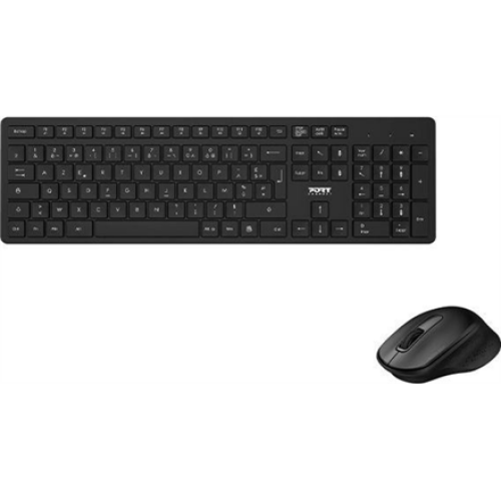 PORT DESIGNS WIRELESS DESKTOP PACK: MOUSE & KEYBOARD 900904-UK Standard, Wireless, Mouse included, Batteries included, EN, 423 g, Black