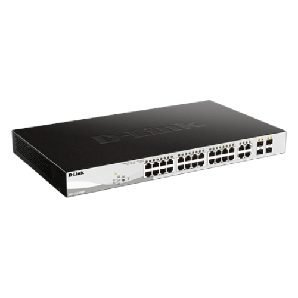 D-Link , Switch , DGS-1210-28MP , Web Management , Rack mountable , Gigabit Ethernet (copper) ports quantity 24 , SFP ports quantity 4 , PoE/Poe+ ports quantity 24 , Power supply type External , Lifetime month(s)