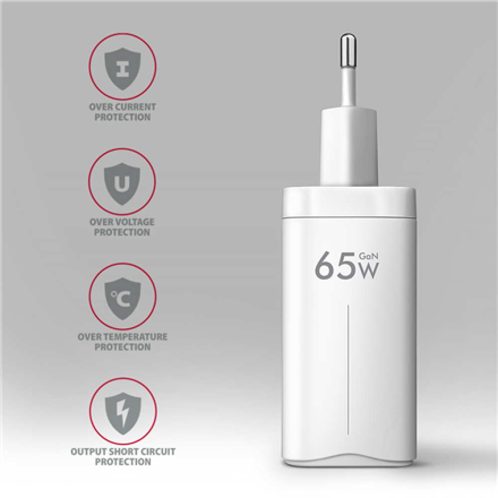 AXAGON GaN wallcharger 3x port (USB-A + 2x USB-C), PD3.0/PPS/QC4+/SFC2.0/AFC/SCP/FCP/Apple, 65W , ACU-DPQ65W