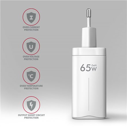 AXAGON GaN wallcharger 3x port (USB-A + 2x USB-C), PD3.0/PPS/QC4+/SFC2.0/AFC/SCP/FCP/Apple, 65W , ACU-DPQ65W