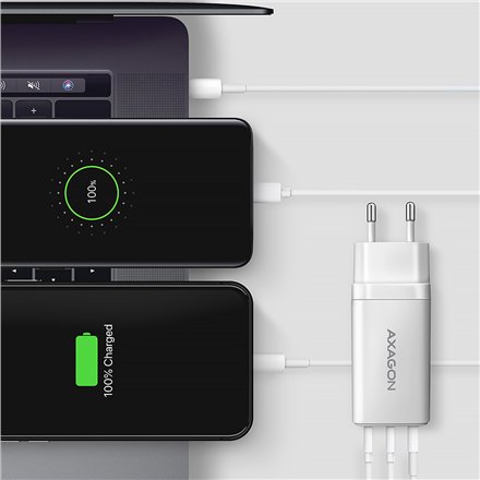 AXAGON GaN wallcharger 3x port (USB-A + 2x USB-C), PD3.0/PPS/QC4+/SFC2.0/AFC/SCP/FCP/Apple, 65W , ACU-DPQ65W
