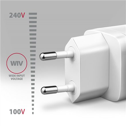 AXAGON GaN wallcharger 3x port (USB-A + 2x USB-C), PD3.0/PPS/QC4+/SFC2.0/AFC/SCP/FCP/Apple, 65W , ACU-DPQ65W