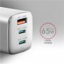 AXAGON GaN wallcharger 3x port (USB-A + 2x USB-C), PD3.0/PPS/QC4+/SFC2.0/AFC/SCP/FCP/Apple, 65W , ACU-DPQ65W