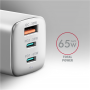 AXAGON GaN wallcharger 3x port (USB-A + 2x USB-C), PD3.0/PPS/QC4+/SFC2.0/AFC/SCP/FCP/Apple, 65W , ACU-DPQ65W