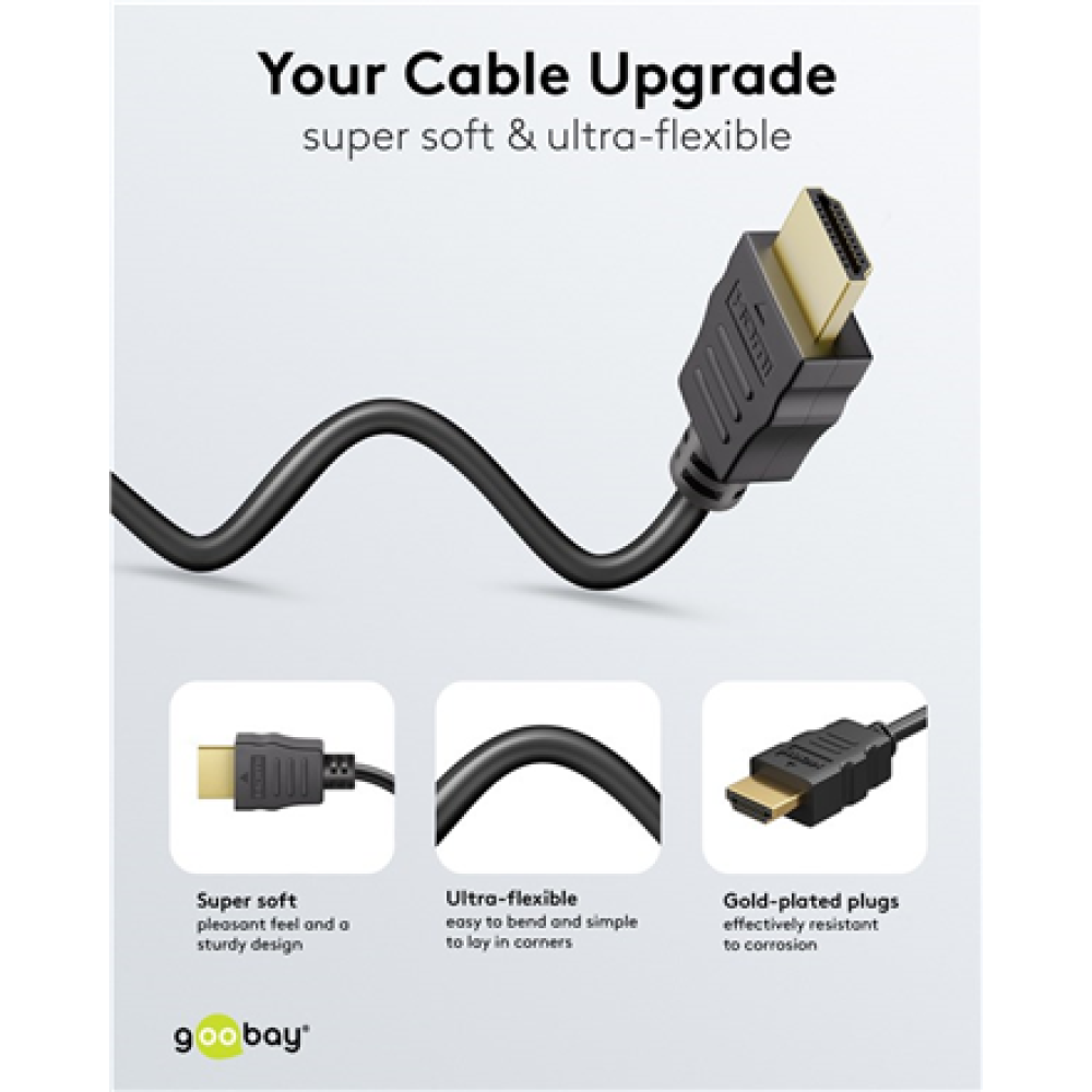 Goobay 80105 Soft HDMI High-Speed Cable with Ethernet , Soft , 5 m