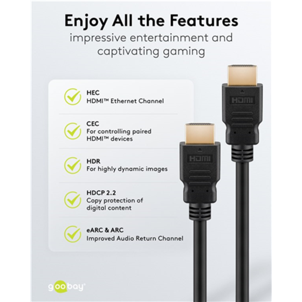 Goobay 80105 Soft HDMI High-Speed Cable with Ethernet , Soft , 5 m