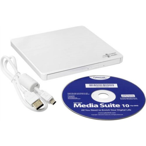 H.L Data Storage , Ultra Slim Portable DVD-Writer , GP60NW60 , Interface USB 2.0 , DVD±R/RW , CD read speed 24 x , CD write speed 24 x , White , Desktop/Notebook