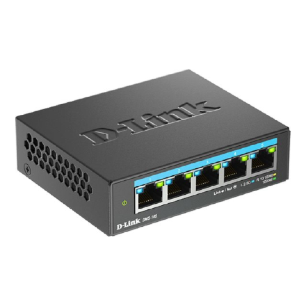 D-Link DMS-105/E , 5-Port 2.5G Multi-Gigabit Desktop Switch , Desktop , Unmanaged