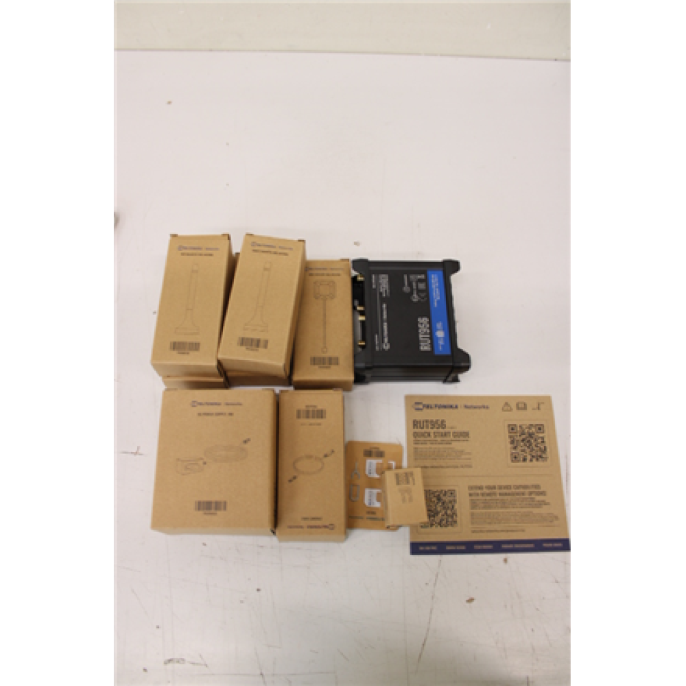 SALE OUT. Teltonika RUT956 Industrial Router (RUT956200000) , Industrial Router , RUT956 , 802.11n , 10/100 Mbit/s , Ethernet LAN (RJ-45) ports 4 , Mesh Support No , MU-MiMO No , 2G/3G/4G , Antenna type 2 x SMA for LTE, 2 x RP-SMA for WiFi, 1 x SMA for GN