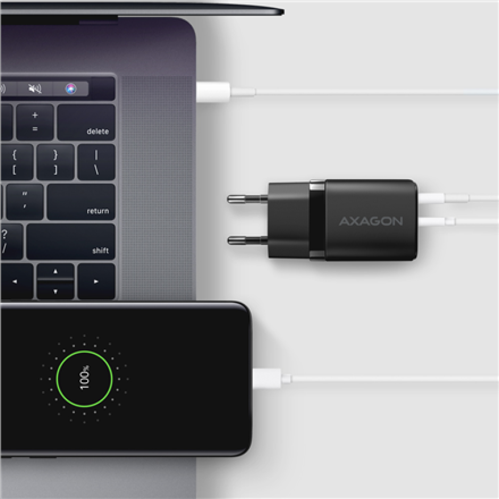 AXAGON Sil wallcharger 2x port (USB-A + USB-C), 30W , ACU-PQ30