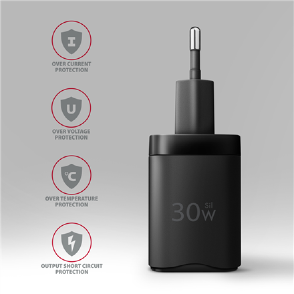AXAGON Sil wallcharger 2x port (USB-A + USB-C), 30W , ACU-PQ30