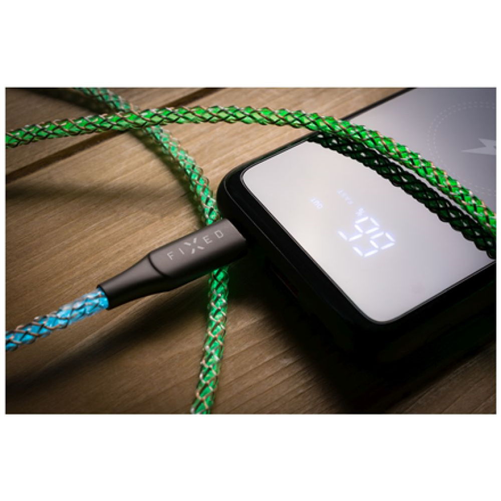 Fixed , Glowing Charging Cable USB-C/USB-C, PD support, Rainbow , FIXDLED-CC-RA