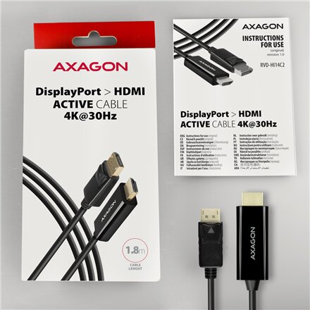 AXAGON , Active cable , DisplayPort to HDMI , 1.8 m