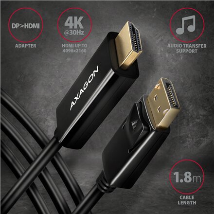 AXAGON , Active cable , DisplayPort to HDMI , 1.8 m