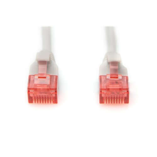 CAT 6 U-UTP Slim patch cord , Patch cord , Transparent red coloured connector for easy identification of Category 6 (250 MHz). Inner conductors: Copper (Cu) , Grey , 2 m , Modular RJ45 (8/8) plug