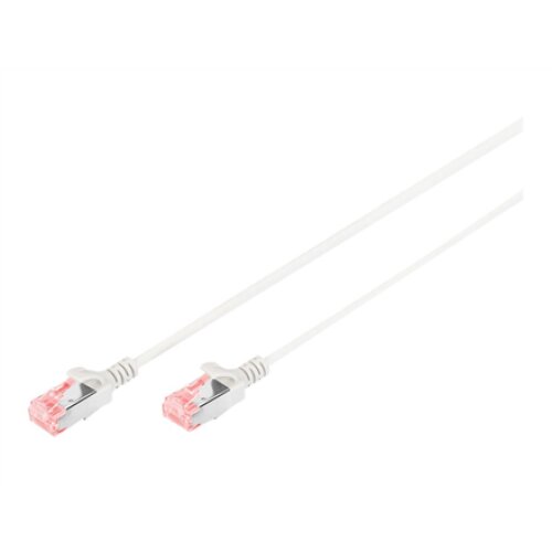 CAT 6 U-UTP Slim patch cord , Patch cord , Transparent red coloured connector for easy identification of Category 6 (250 MHz). Inner conductors: Copper (Cu) , Grey , 2 m , Modular RJ45 (8/8) plug