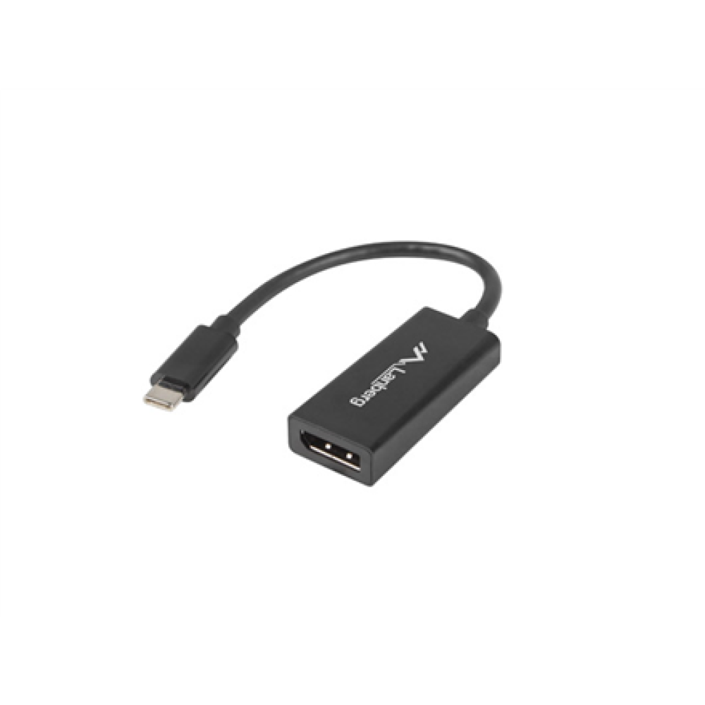 Lanberg USB-C (M) 3.1 to Displayport (F) Adapter cable 15cm, Black , AD-UC-DP-01