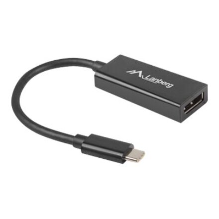 Lanberg USB-C (M) 3.1 to Displayport (F) Adapter cable 15cm, Black , AD-UC-DP-01