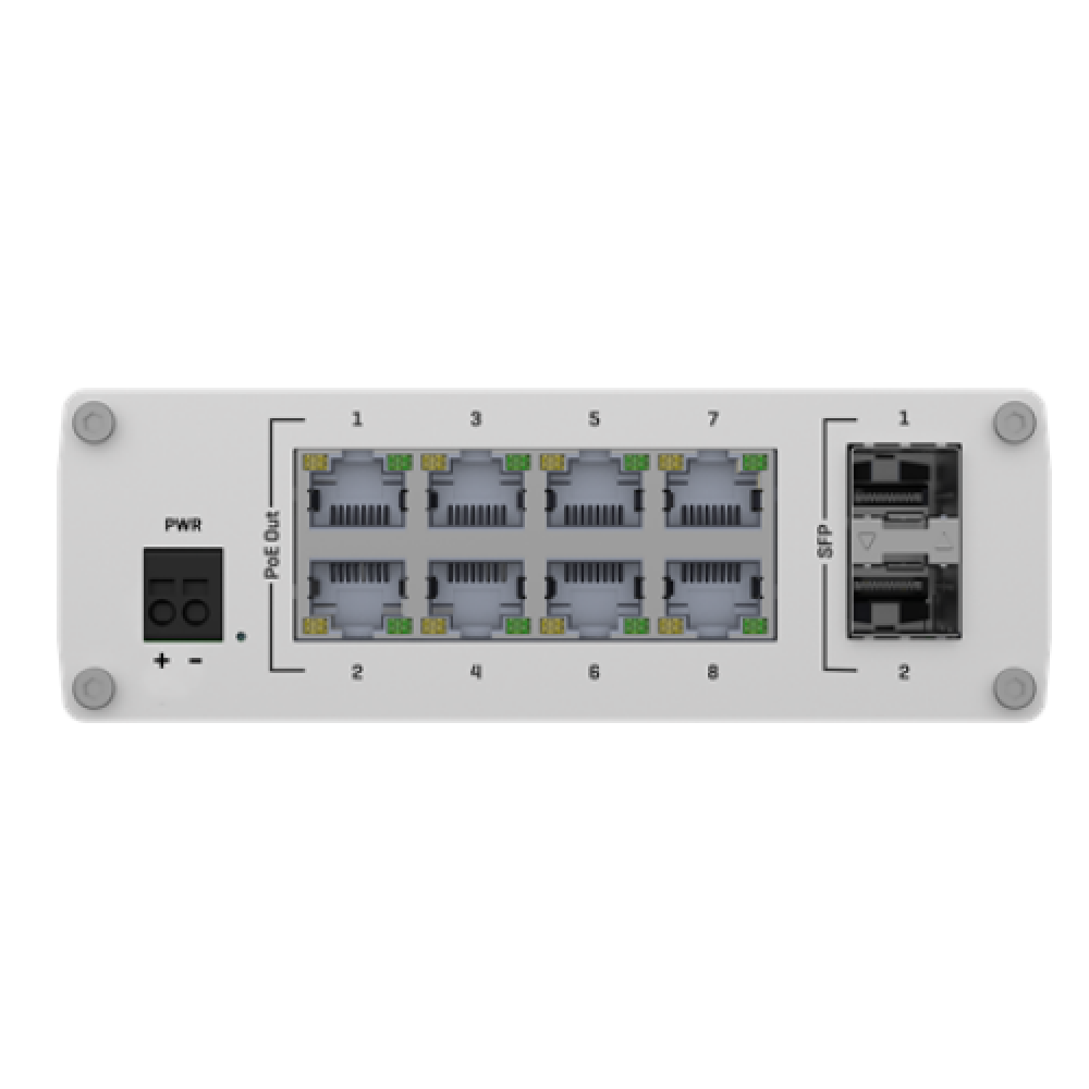 Teltonika Ethernet Switch TSW200 Unmanaged, Desktop, 1 Gbps (RJ-45) ports quantity 8, SFP ports quantity 2, PoE ports quantity 8, Total PoE Power Budget (at PSE): 240 W, PoE Max Power per Port (at PSE): 30W, IP30, Full aluminum housing, ADAPTER NOT INCLUD